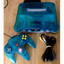 Nintendo 64: Komplett spillkonsoll i turkis (Ice Blue)