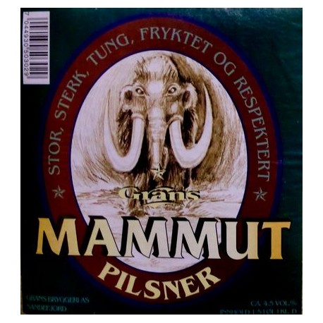 Etiketter: Grans Mammut Pilsner (Grans Bryggeri, Sandefjord)