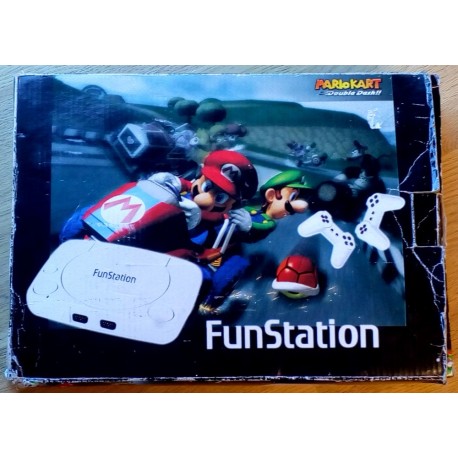FunStation konsoll med to håndkontroller og lyspistol