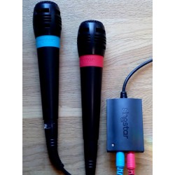Singstar-pakke med adapter og to mikrofoner