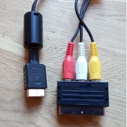 Original TV-ledning til Playstation 1, 2 og 3 med SCART-adapter