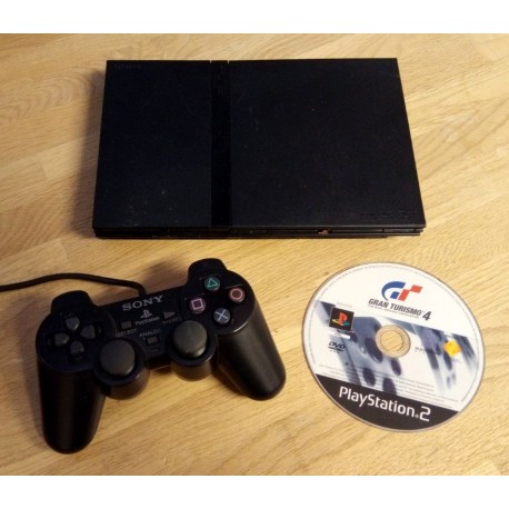 Playstation 2 Slim: Komplett konsoll med Gran Turismo 4