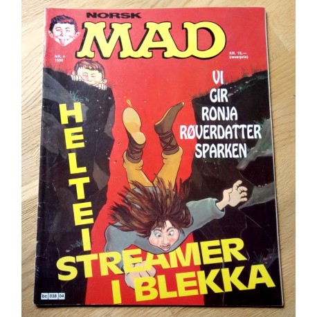 Norsk MAD: 1986 - Nr. 4 - Vi gir Ronja Røverdatter sparken - Merke med i bladet!