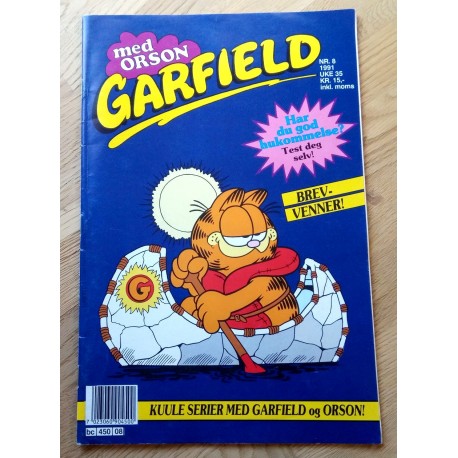 Garfield - Med Orson - 1991 - Nr. 8 - Med poster midt i bladet!