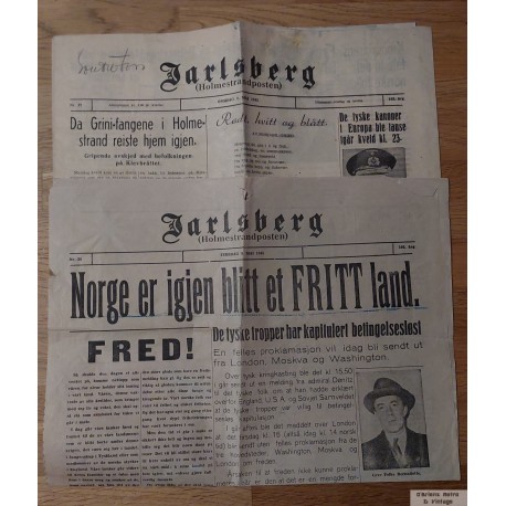 Jarlsberg - Holmestrandposten - 8. og 9. mai 1945 - Aviser