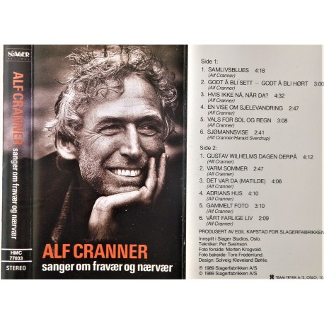 Alf Cranner: Sanger og fravær og nærvær (kassett)