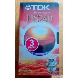 3 x VHS opptakskassetter fra TDK - 240 minutter