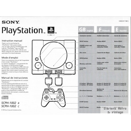 Sony PlayStation SCPH-1002 B/C - Manual