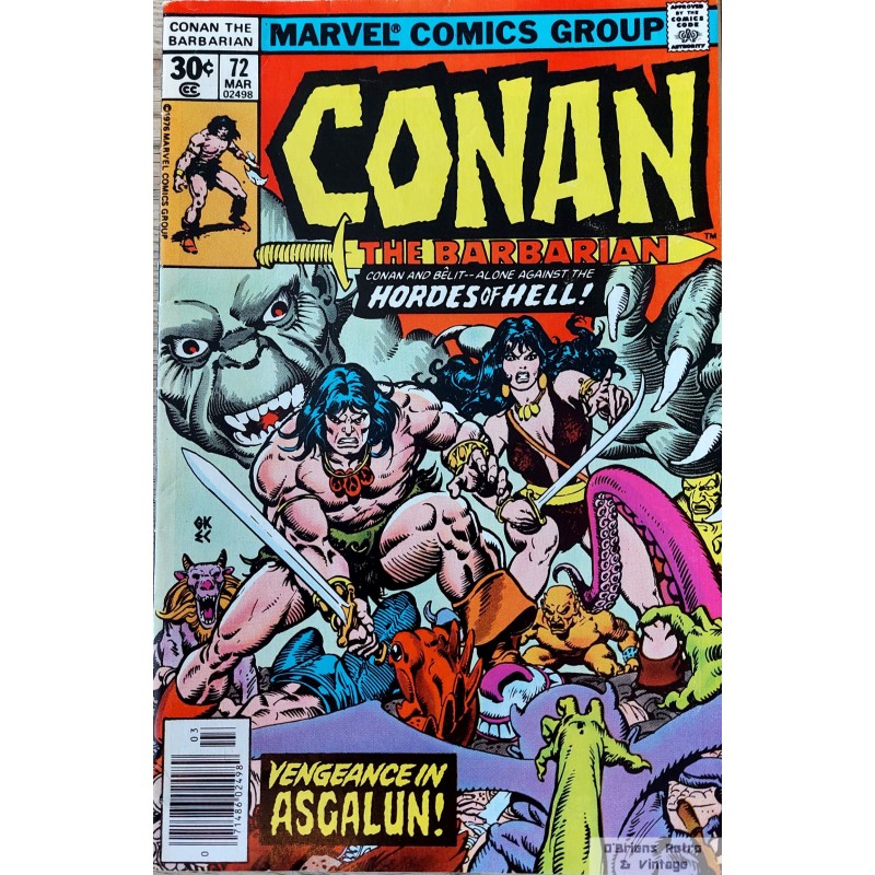 Conan The Barbarian No 72 1977 Conan And Belit Alone Against The Hordes Of Hell