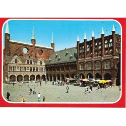 Lübeck - Marktplatz mit Rathaus - Postkort