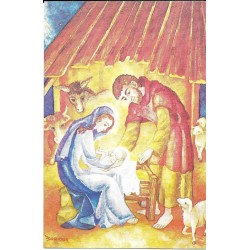 Julekort - Maria, Josef og Jesusbarnet - Postkort