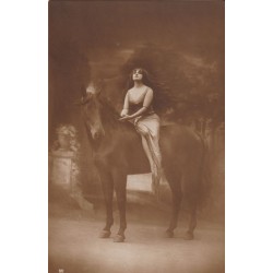 Dame på hest - Postkort