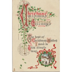 Christmas Greetings - Tuck's Post Card - 1916 - Postkort