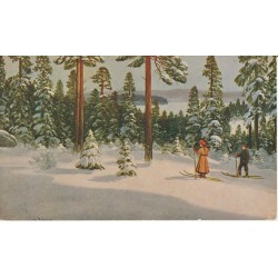 Par på skitur i vinterlandskap - PPI - Nr. 164 - Postkort