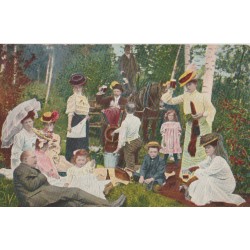 Piknik i skogen med hest og kjerre - Postkort
