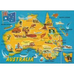 Australia - Map of Australia - Postkort