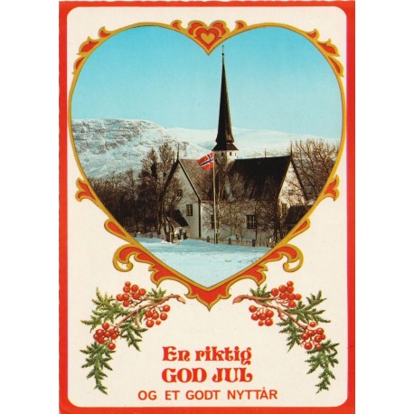 Kirke - En riktig god jul og et godt nyttår - Julekort - Postkort