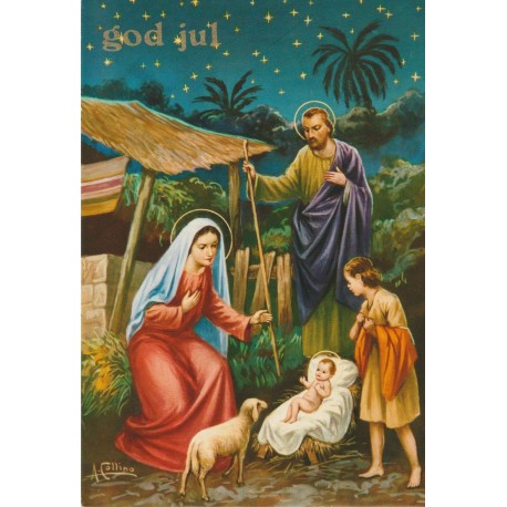 Maria, Josef, og Jesus - Postkort