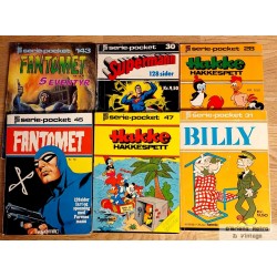 6 x Serie-pocket - Supermann, Fantomet, Billy og Hakke Hakkespett
