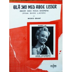 Noteblad- Blå sko med røde lisser- Inger Jacobsen