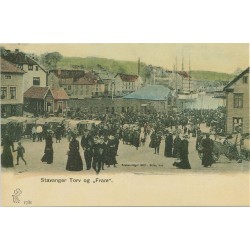 Stavanger Torv og Fram - Reproduksjon - Postkort