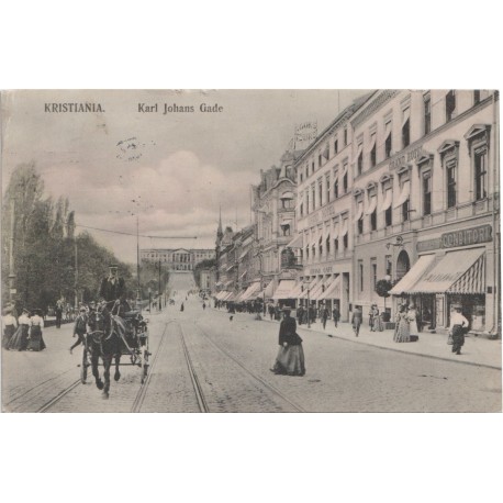Kristiania - Karl Johans Gade - Postkort