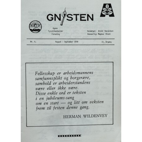 Gnisten- Agnes fyrstikarbeider Forening 1979