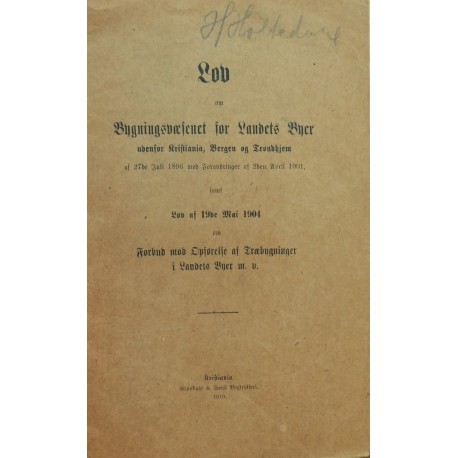 LOV om Bygningsvæsendet for Landets Byer (1910)