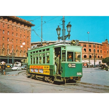 Trikk - Tram - Cotxe 886 - Serie 860-889 - Tram-Vies Barcelona - Postkort