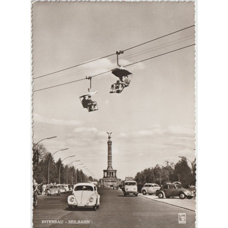 Seilbahn fra Interbau-utstillingen i Berlin med Siegessäule i - Tyskland - Postkort