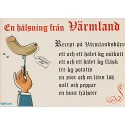 En hälsning från Värmland - Recept på Värmlandskorv - Harry Lange - Sverige - Postkort