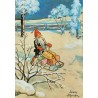 Jenny Nyström - Etter original - God Jul och Gott Nytt År - Nisse med pakker - Postkort