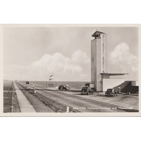 Afsluitdijk - Demning - Holland-Friesland met Monument - Postkort