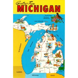 Michigan - Greetings From Michigan - Wolverine State - Kart - USA - Postkort