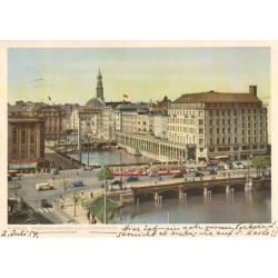 Trikk - Tram - Hamburg - Reesendammbrücke Alsterarkaden - Tyskland - Postkort