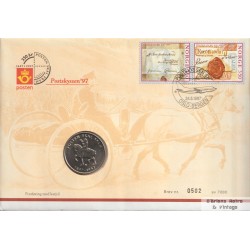 Postskyssen '97 - Postføring med karjol - 5 kr - Myntbrev