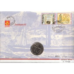 Postskyssen '97 - Postføring med karjol - 5 kr - Myntbrev