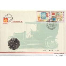 Postskyssen '97 - Postføring med karjol - 5 kr - Myntbrev