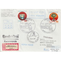 DDR Mömlingen til Norge Hopen - 1989 - Stemplet Hopen met. stasjon m.m. - Brev