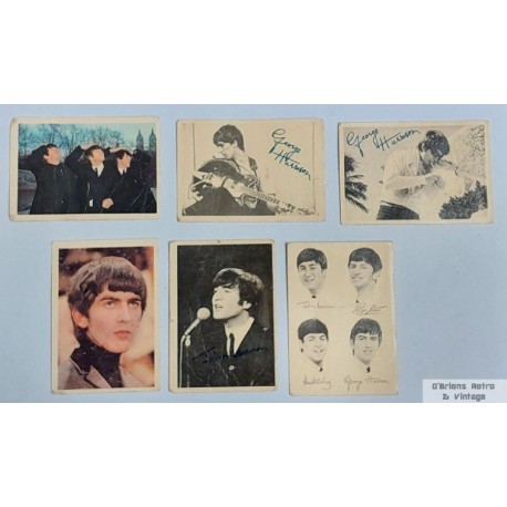 6 x gamle samlerkort med Beatles selges samlet