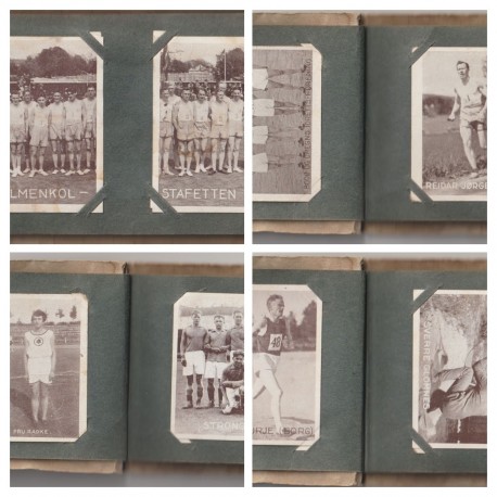 Samling med 40 x gamle tobakkskort i album