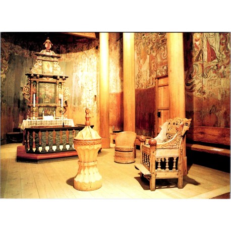 Heddal stavkirke - Telemark - Interiør - Postkort