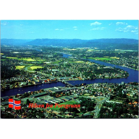 Hilsen fra Porsgrunn - Oversiktsfoto - Postkort