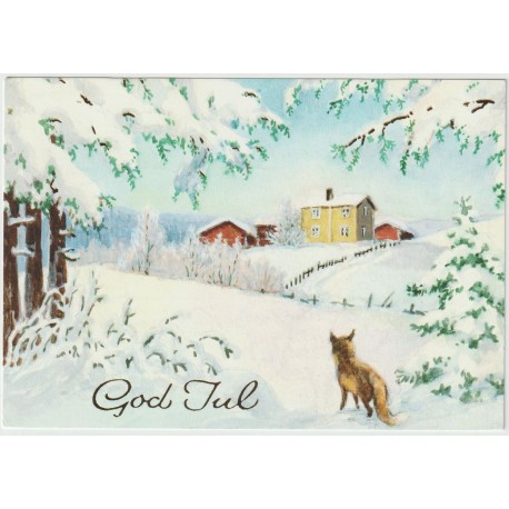 God Jul - Rev ser på gård - Postkort