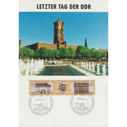 DDR Last Day Postcard – 2 Oct 1990 Berlin Rotes Rathaus - Tyskland - Postkort