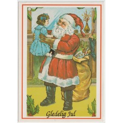 Gledelig Jul - Nisse med gavesekk - Julekort - Postkort