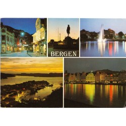 Bergen ved natt - Hordaland - Postkort