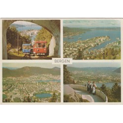 Fløybanen og Bergen sett fra Fløyen - Hordaland - Postkort