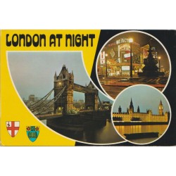 London at Night - Tower Bridge - Piccadilly Circus - England - Postkort