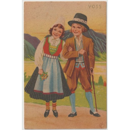 Norske Bunadskort - Nr. 26 - Voss - Postkort